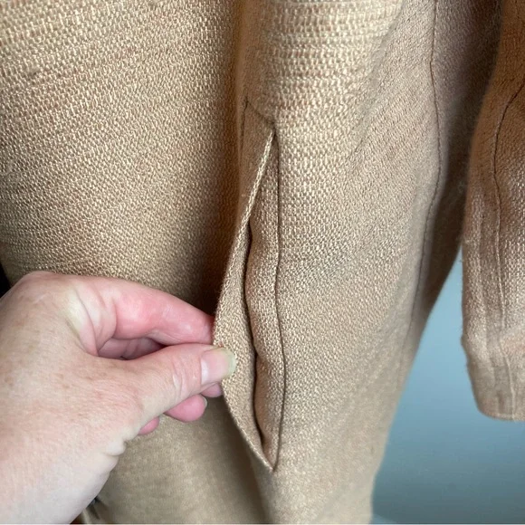 Vintage 90s DKNY Donna Karan Made In Italy Linen Blend Zip Jacket Beige Medium - Picture 5 of 10